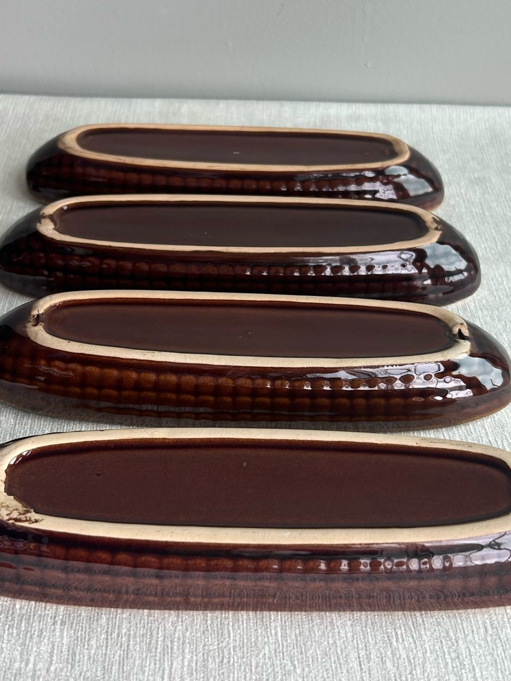 (4) VINTAGE ceramic corn-on-the-cob servers picnic 4th of july summertime